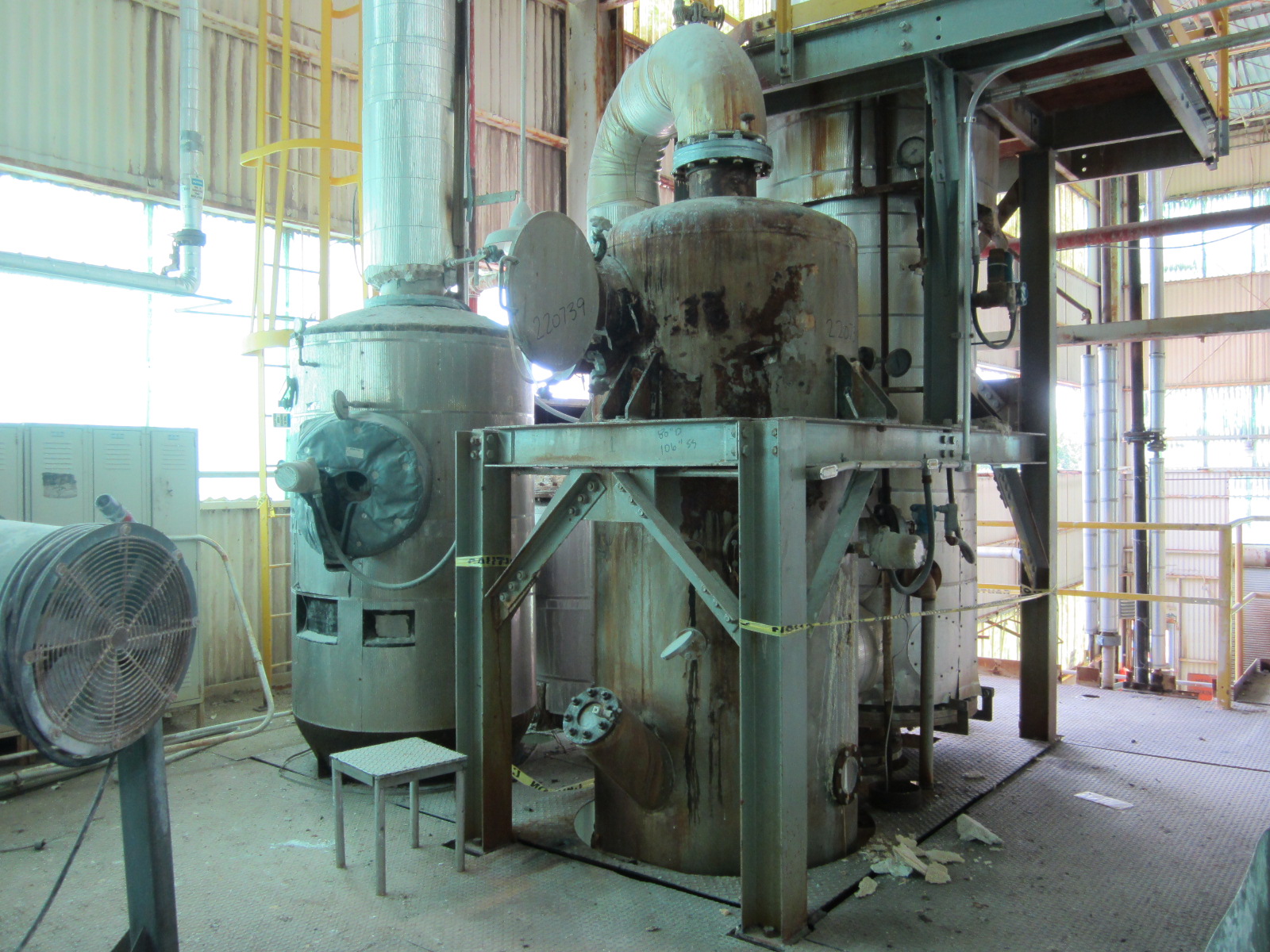 Evaporator immediate delivery Falling film evaporator ready for immediate delivery showing heated tubes and vapor separator.